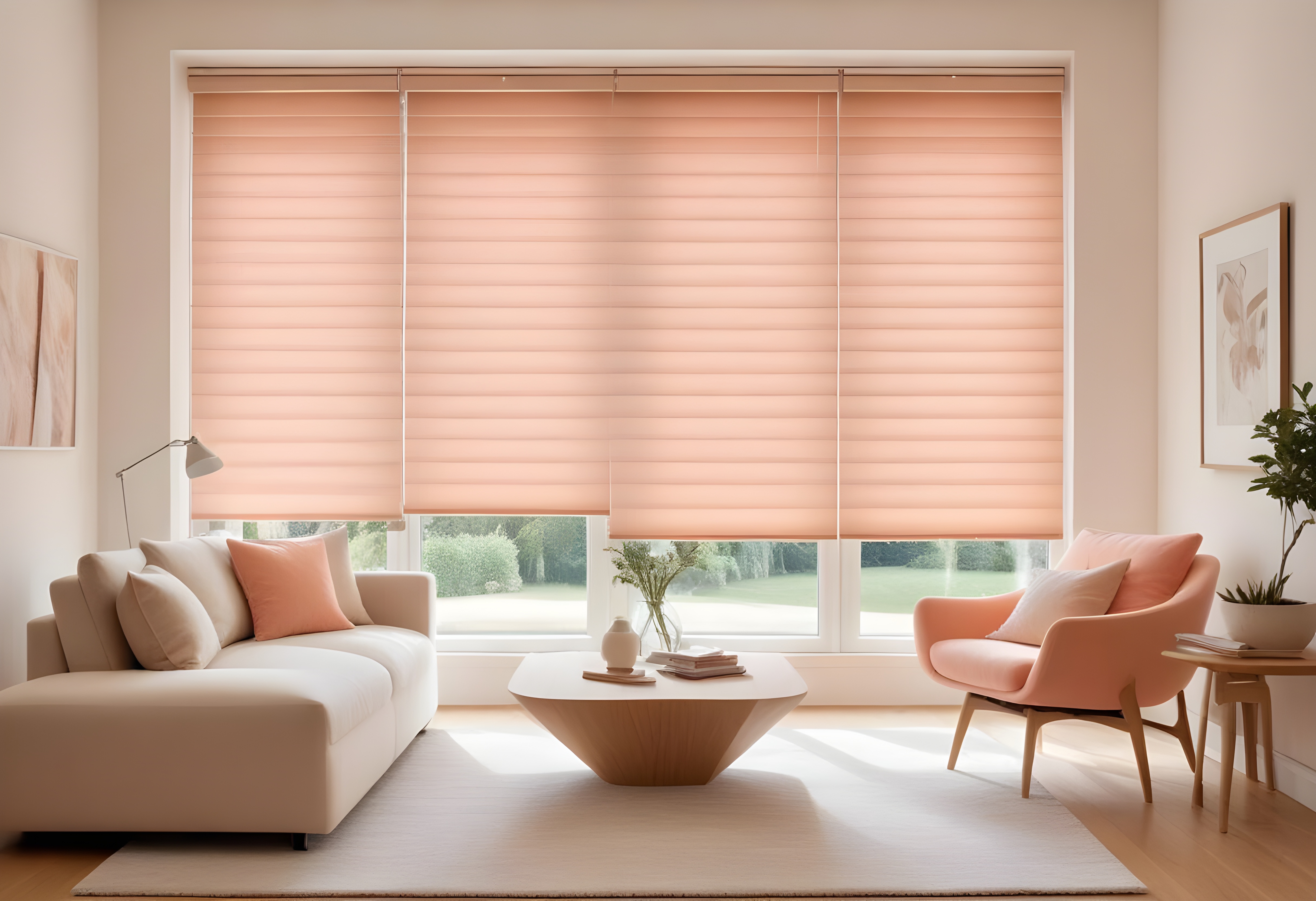image of a bedroom where a man is opening the double curtains